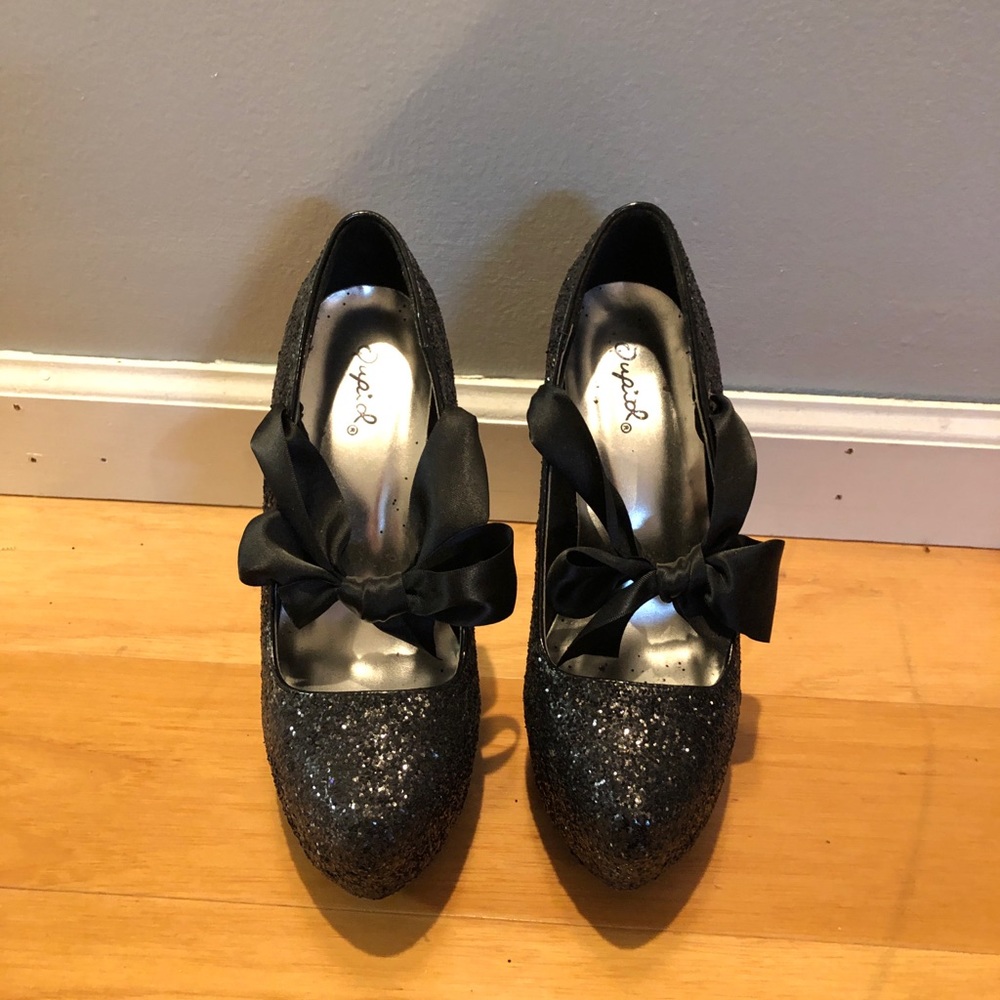 Black Glitter High Heels